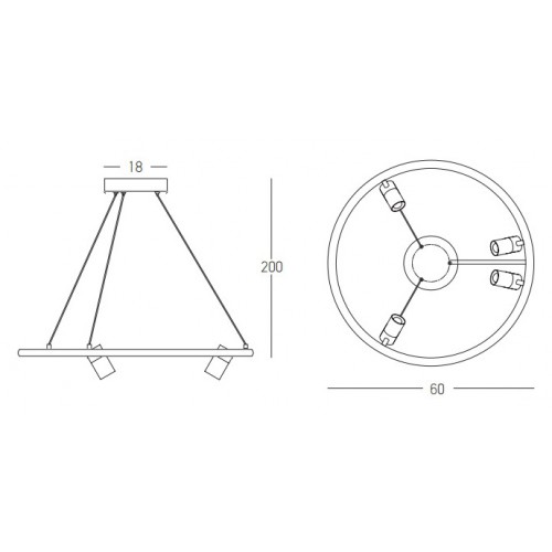 LED Κρεμαστό Πολύφωτο Φωτιστικό με Led Δαχτυλίδι και Τέσσερα Κινούμενα Σποτ 27W + 4x5W - Zambelis Lights