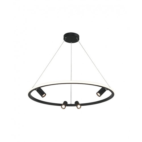 LED Κρεμαστό Πολύφωτο Φωτιστικό με Led Δαχτυλίδι και Τέσσερα Κινούμενα Σποτ 39W + 4x5W - Zambelis Lights