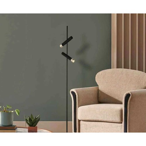 LED Φωτιστικό Δαπέδου Αλουμινίου Δίφωτο Μαύρο-Χρυσό 7W - ZAMBELIS LIGHTS