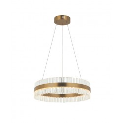 LED Κρεμαστό Φωτιστικό από Ανοξείδωτο Ατσάλι Και Γυαλί Χρυσό Ματ 56W Zambelis Lights