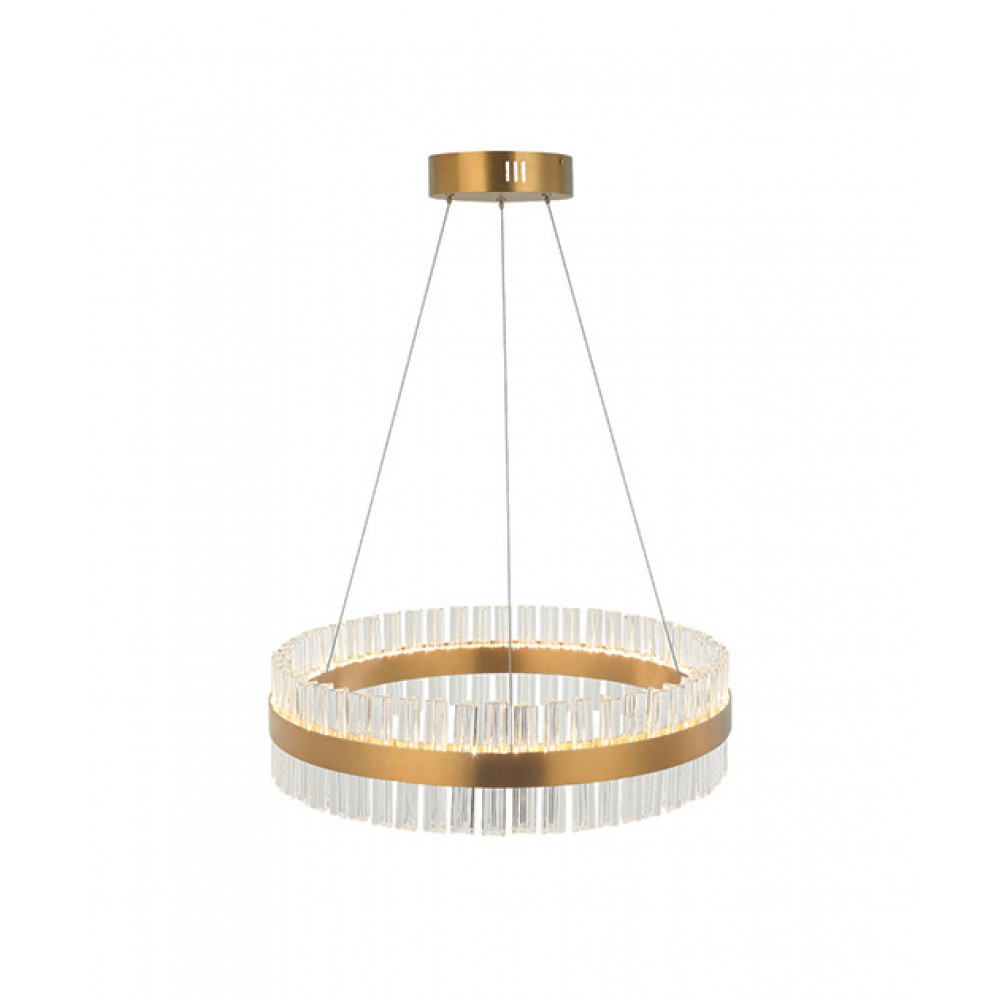 LED Κρεμαστό Φωτιστικό από Ανοξείδωτο Ατσάλι Και Γυαλί Χρυσό Ματ 68W Zambelis Lights