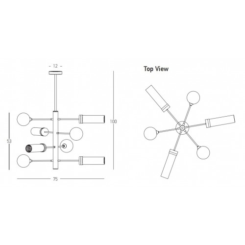 Κρεμαστό Οκτάφωτο Φωτιστικό από Γυαλί και Μέταλλο 4xG9 Led - 4xE27 Zambelis Lights