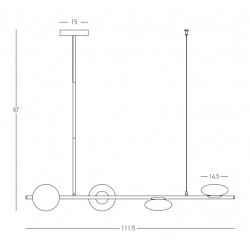 LED Κρεμαστό Τετράφωτο Φωτιστικό Από Μέταλλο Χρυσό Και Λευκό Οπάλ Γυαλί 23W CRi 90 - Zambelis Lights
