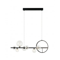 Κρεμαστό Φωτιστικό Επτάφωτο Με Led δαχτυλίδι Από Αλουμίνιο και Γυαλί - Μαύρο 14W + 7xG9 - Zambelis Lights