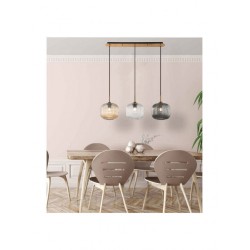 Κρεμαστό Τρίφωτο Φωτιστικό Από Γυαλί Σε Τρεις Αποχρώσεις σε διάταξη ράγας 3x E27 - Zambelis Lights