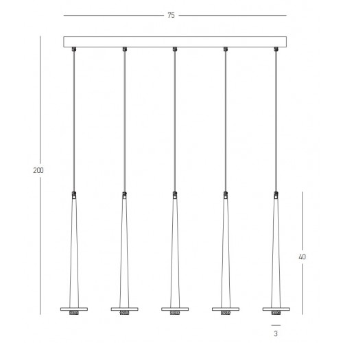 LED Κρεμαστό Φωτιστικό Πολύφωτο Από Αλουμίνιο Μαύρο 15W CRI90 - Zambelis Lights