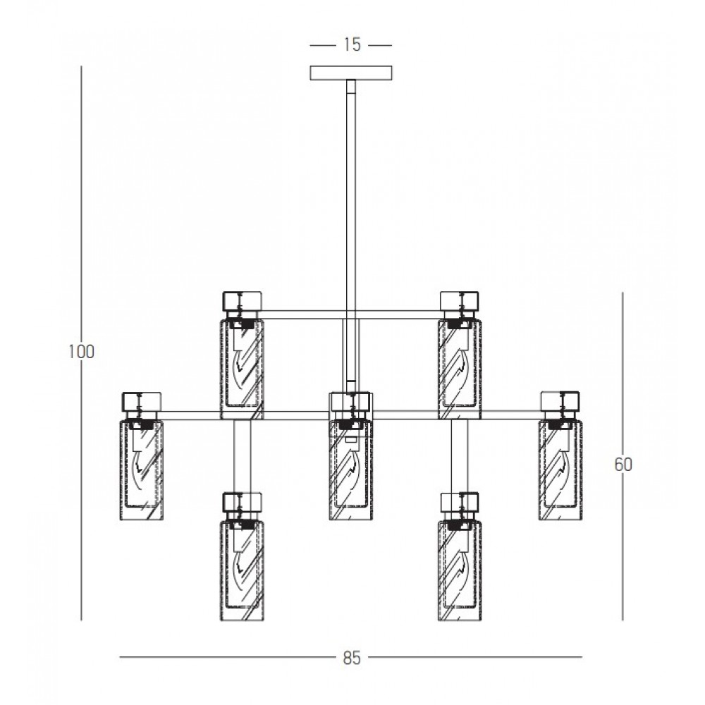 Κρεμαστό Πολύφωτο Από Μέταλλο Και Γυαλί 12xE14 - Zambelis Lights