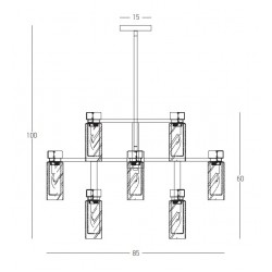Κρεμαστό Πολύφωτο Από Μέταλλο Και Γυαλί 12xE14 - Zambelis Lights