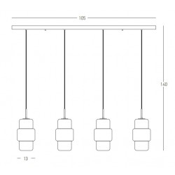 Κρεμαστό Τετράφωτο Από Μέταλλο Και Γυαλί Σε χρυσή ματ και Γυαλί Χρώμιο Διάφανο 4xE27 - Zambelis Lights