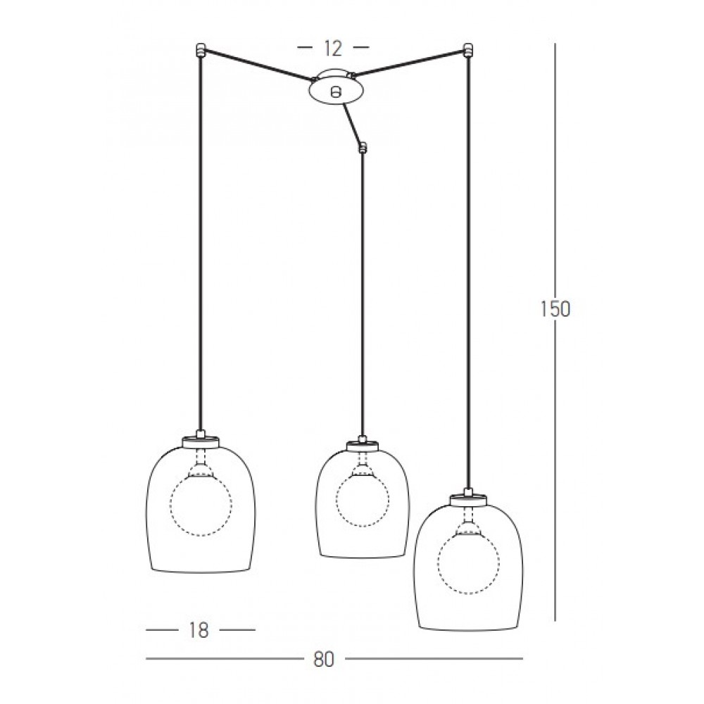 Κρεμαστό τρίφωτο φωτιστικό Από Γυαλί Μαύρο Διάφανο 3xG9 Led - Zambelis Lights