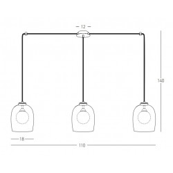 Κρεμαστό τρίφωτο φωτιστικό Ράγα Από Γυαλί Μαύρο Διάφανο 3xG9 Led - Zambelis Lights