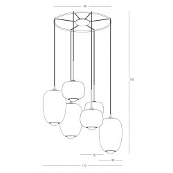 Φωτιστικό Οροφής Εξάφωτο Από Γυαλί Και Μέταλλο Μαύρο Με Χρυσές Λεπτομέρειες 6xG9 Led - Zambelis Lights
