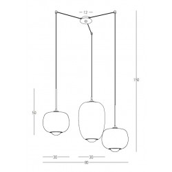 Κρεμαστό Τρίφωτο φωτιστικό Από Γυαλί Και Μέταλλο Μαύρο Με Χρυσές Λεπτομέρειες 3xG9 Led - Zambelis Lights
