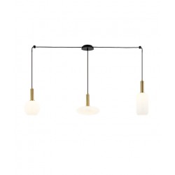 Κρεμαστό τρίφωτο φωτιστικό Σε διάταξη Ράγας Από Γυαλί Λευκό Οπάλ 3x E27 - Zambelis Lights