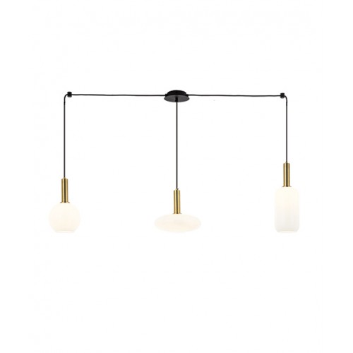 Κρεμαστό τρίφωτο φωτιστικό Σε διάταξη Ράγας Από Γυαλί Λευκό Οπάλ 3x E27 - Zambelis Lights