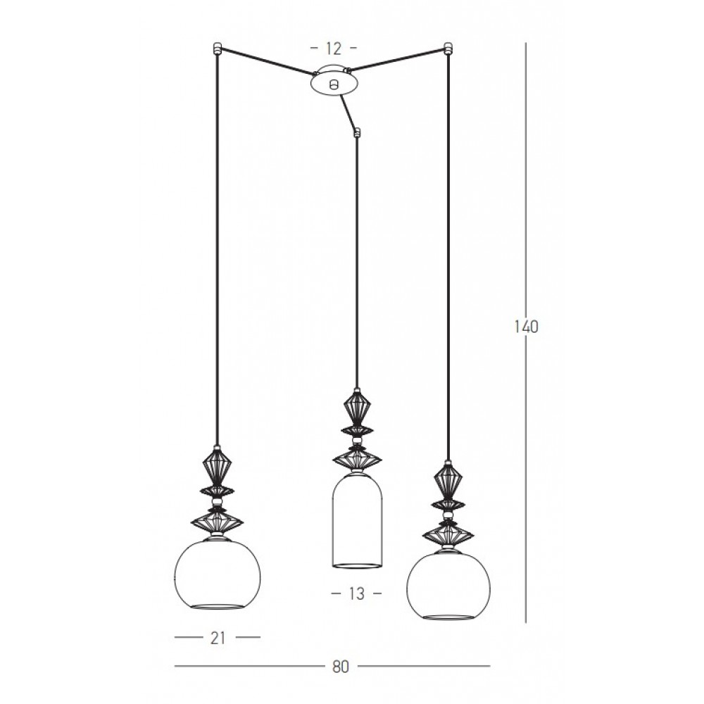 Κρεμαστό Τρίφωτο Φωτιστικό Με Κεραμικά Στοιχεία και Γυαλί Οπαλίνα 3x E27 - Zambelis Lights