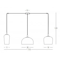 Κρεμαστό Τρίφωτο Φωτιστικό Με Σαμπανιζέ Γυαλιά Σε Διάταξη Ραγας 3x E14 - Zambelis Lights