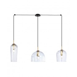 Κρεμαστό Τρίφωτο Φωτιστικό Με Διάφανα Γυαλιά Σε Διάταξη Ραγας 3x E14 - Zambelis Lights