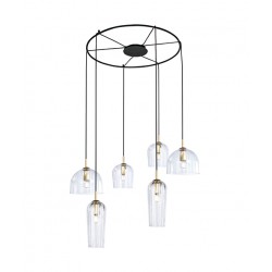 Κρεμαστό Εξάφωτο Φωτιστικό Με Διάφανα Γυαλιά 6x E14 - Zambelis Lights