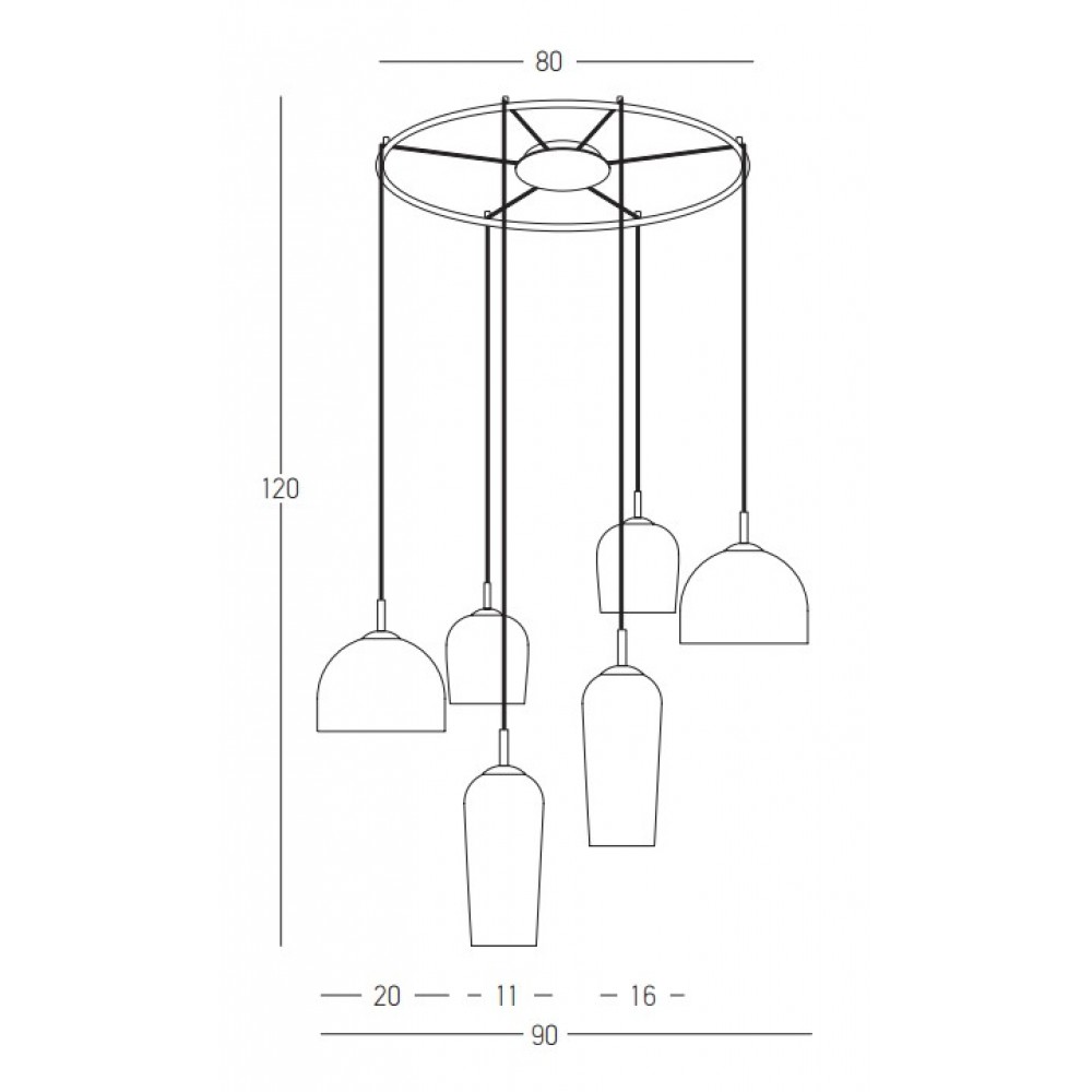 Κρεμαστό Εξάφωτο Φωτιστικό Με Διάφανα Γυαλιά 6x E14 - Zambelis Lights