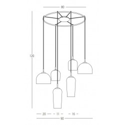 Κρεμαστό Εξάφωτο Φωτιστικό Με Διάφανα Γυαλιά 6x E14 - Zambelis Lights