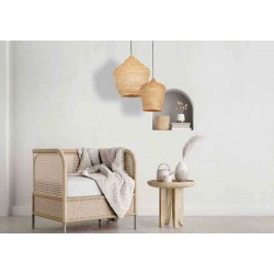 Κρεμαστό Φωτιστικό Μονόφωτο από Μέταλλο και Πλεκτό Σιτάρι D40cm 1xE27 - ZAMBELIS LIGHTS