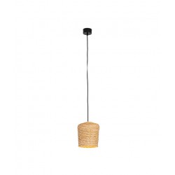 Κρεμαστό Φωτιστικό Μονόφωτο από Μέταλλο και Πλεκτό Σιτάρι D21cm 1xE27 - ZAMBELIS LIGHTS