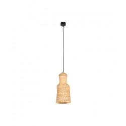 Κρεμαστό Φωτιστικό Μονόφωτο από Μέταλλο και Πλεκτό Σιτάρι D22cm 1xE27 - ZAMBELIS LIGHTS