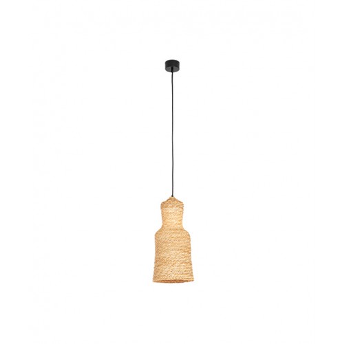 Κρεμαστό Φωτιστικό Μονόφωτο από Μέταλλο και Πλεκτό Σιτάρι D22cm 1xE27 - ZAMBELIS LIGHTS