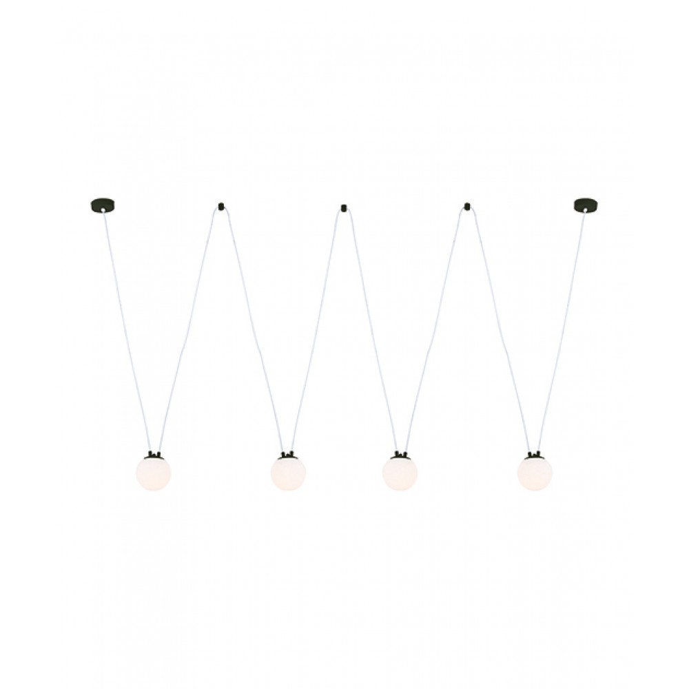 Κρεμαστό Τετράφωτο φωτιστικό από Γυαλί και Μέταλλο Μαύρο Σαγρέ 4xG9 Led Zambelis Lights