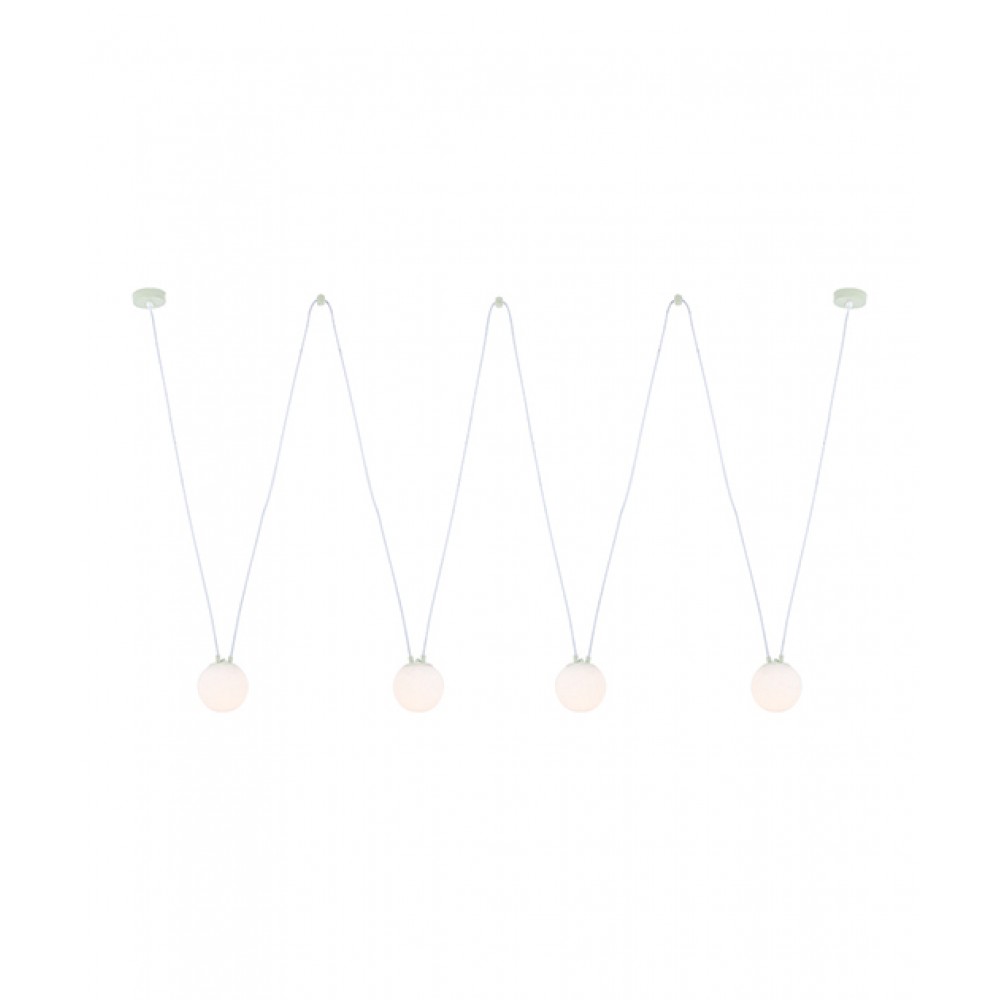 Κρεμαστό Τετράφωτο φωτιστικό από Γυαλί και Μέταλλο Λευκό Σαγρέ 4xG9 Led Zambelis Lights