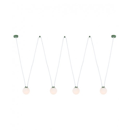 Κρεμαστό Τετράφωτο φωτιστικό από Γυαλί και Μέταλλο Σαγρέ Πράσινο της Ελιάς 4xG9 Led Zambelis Lights