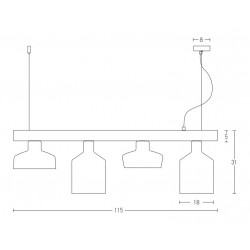 Vintage Κρεμαστό Φωτιστικό Πολύφωτο από Ξύλο και Μέταλλο 4xE27 - ZAMBELIS LIGHTS
