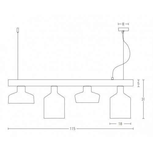 Vintage Κρεμαστό Φωτιστικό Πολύφωτο από Ξύλο και Μέταλλο 4xE27 - ZAMBELIS LIGHTS