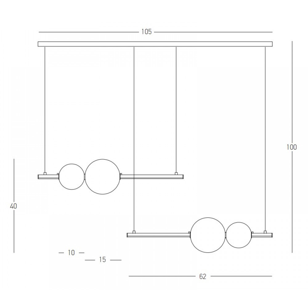 LED Κρεμαστό Φωτιστικό Πολύφωτο από Αλουμίνιο Μαύρο και Γυαλί 22W - Zambelis Lights