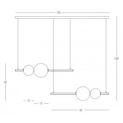 LED Κρεμαστό Φωτιστικό Πολύφωτο από Αλουμίνιο Μαύρο και Γυαλί 22W - Zambelis Lights