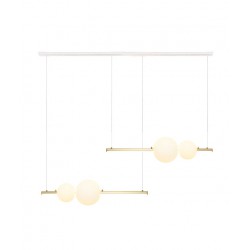 LED Κρεμαστό Φωτιστικό Πολύφωτο από Αλουμίνιο Χρυσό ματ και Λευκή Οπαλίνα 22W - Zambelis Lights