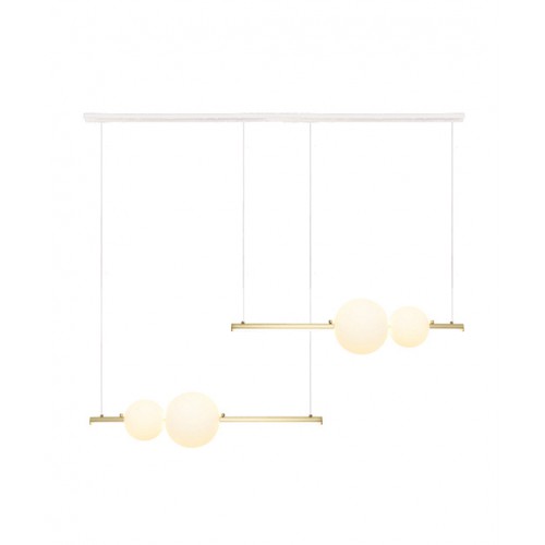 LED Κρεμαστό Φωτιστικό Πολύφωτο από Αλουμίνιο Χρυσό ματ και Λευκή Οπαλίνα 22W - Zambelis Lights