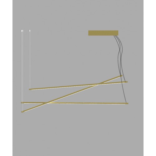 LED Κρεμαστό Φωτιστικό Τρίφωτο Από Αλουμίνιο Χρυσό 64W CRI90 - Zambelis Lights