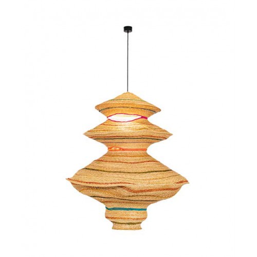 Κρεμαστό Φωτιστικό Μονόφωτο από Μέταλλο και Πλεκτό Σιτάρι 1xE27 - ZAMBELIS LIGHTS