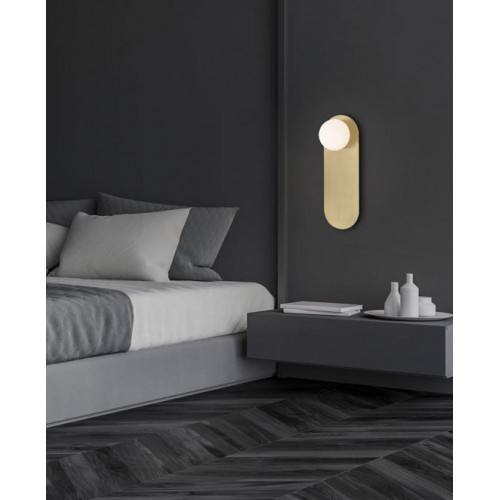 Απλίκα Μεταλλική Χρυσή Ματ Με Οπαλ Γυαλί 1x G9 max 25W - Zambelis Lights