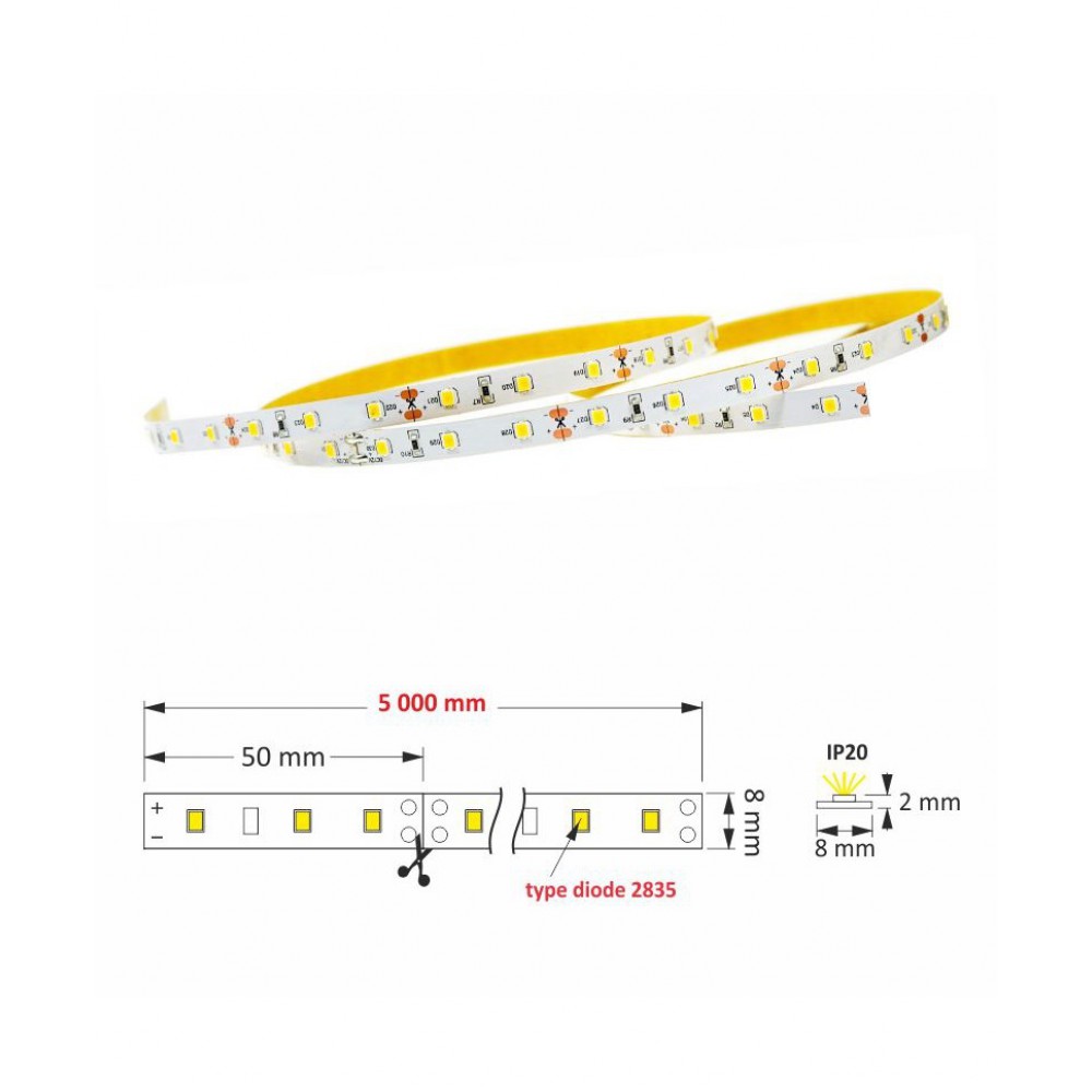 Επαγγελματική Led Ταινία 10W/m 12V IP20 Θερμό Λευκό 3000K Made in Poland Design Light Premium Series