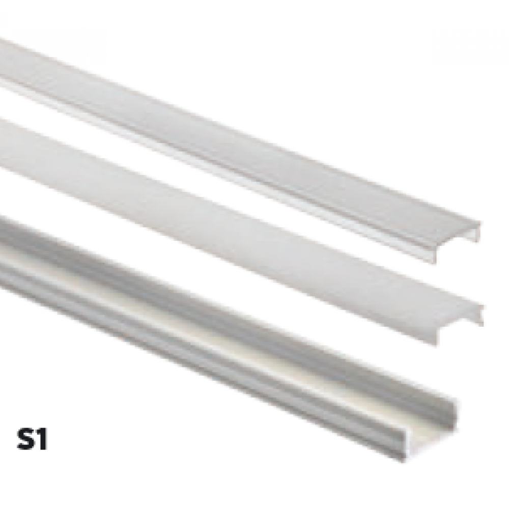 Profile Αλουμινίου S1 με Γαλακτερό Καπάκι 2m - SPACELIGHTS