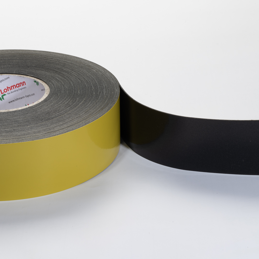 DUPLOCOLL 97711.4 AP Black - ΜΑΥΡΗ Ταινία Βιομηχανικού Τύπου Διπλής Όψης Αφρώδης με Κίτρινο Liner 19mm x 5m - Lohmann