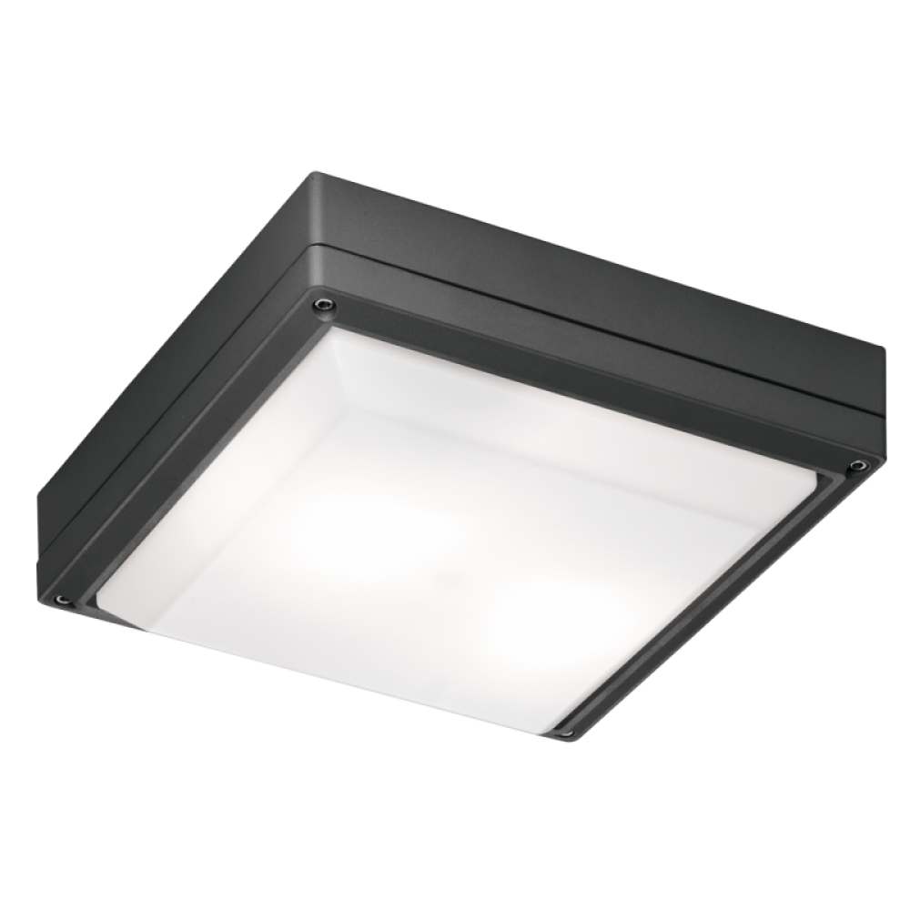 Εξωτερική Τετράγωνη Πλαφονιέρα Αλουμινίου Με Σκιάδιο PC L:270x270 2XE27 Σε Ανθρακί Χρώμα LEROS VIOKEF