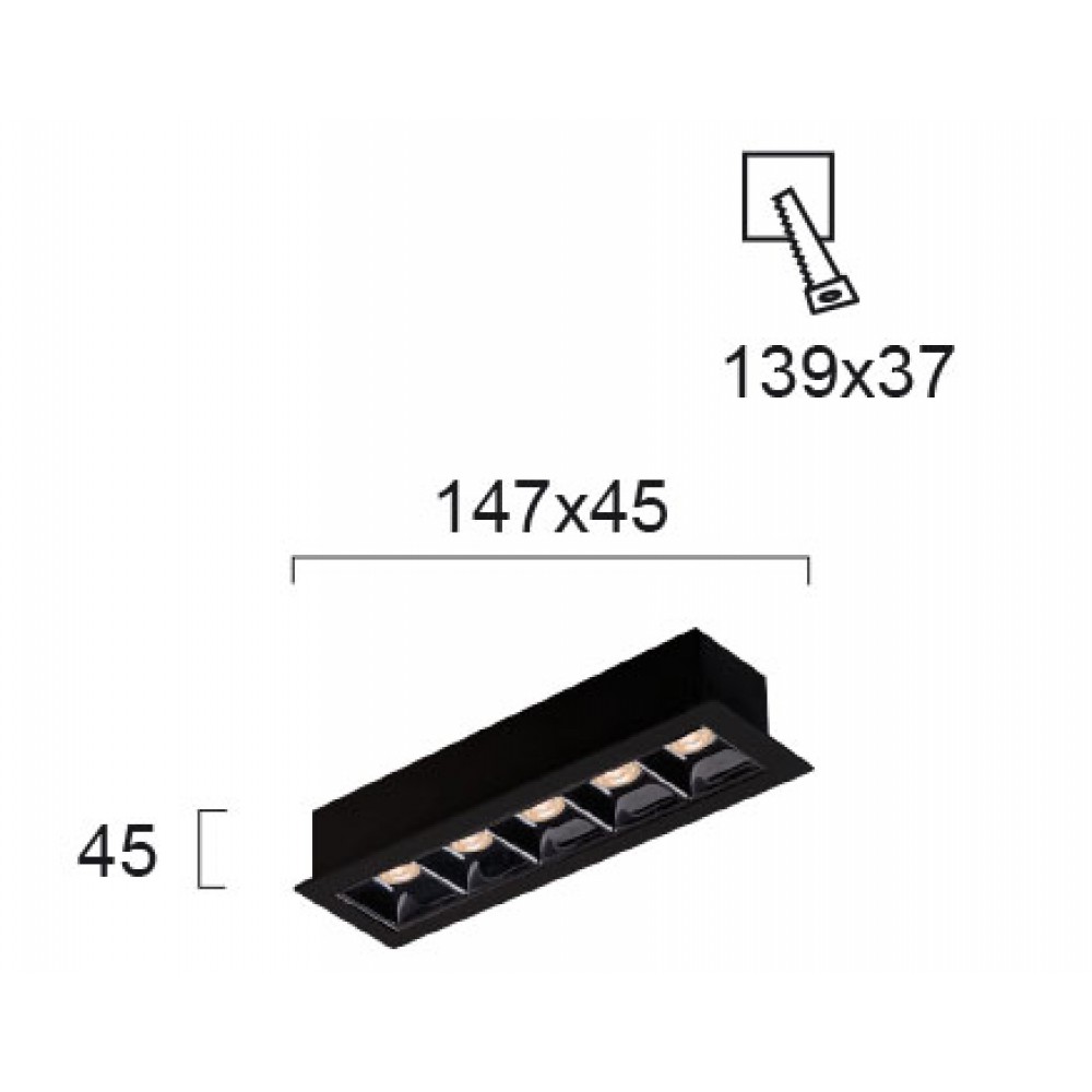 LED Σποτ Χωνευτό Μαύρο 10W Aden - Viokef