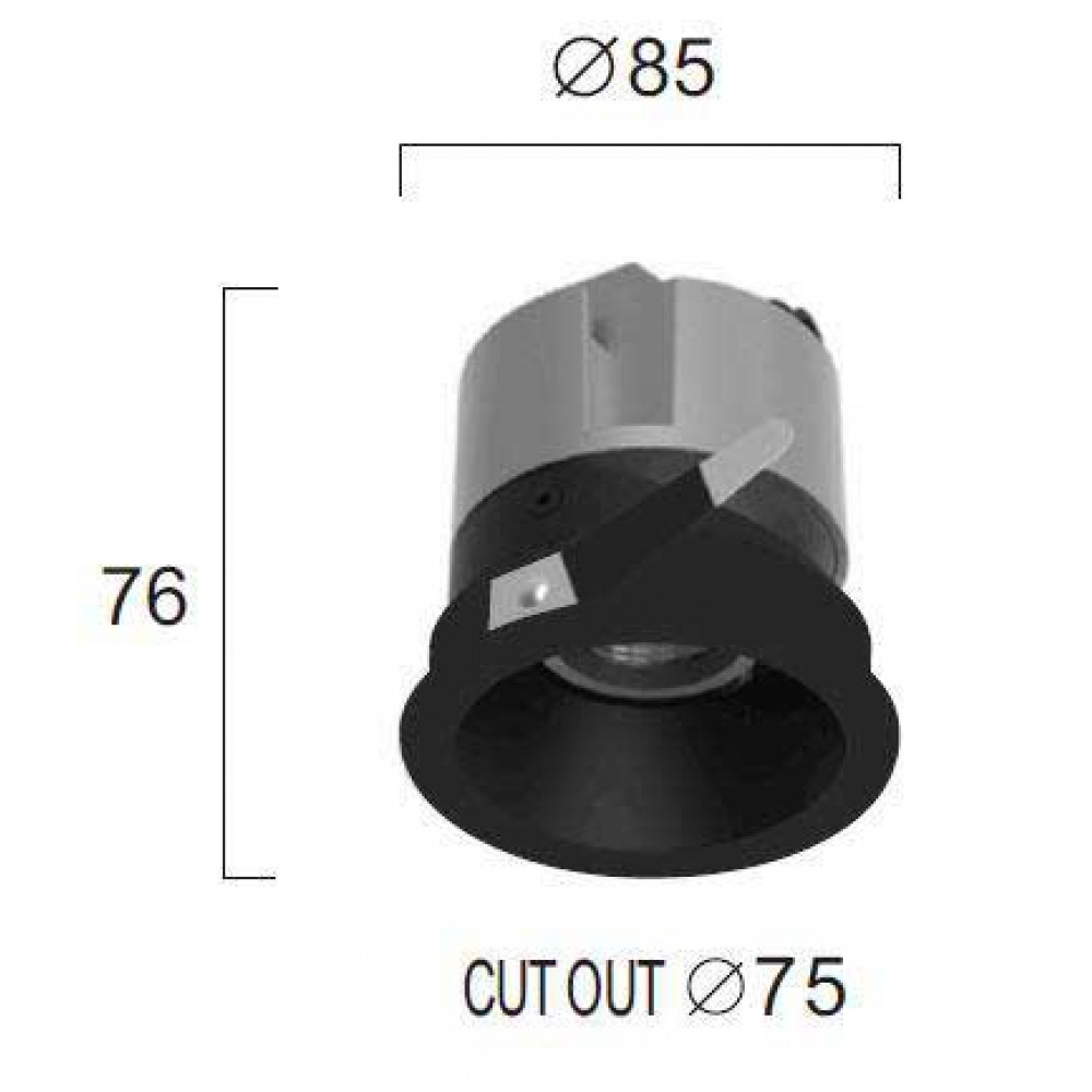 Χωνευτό Σποτ Μαύρο 12W 3000K 38° Alea - VIOKEF