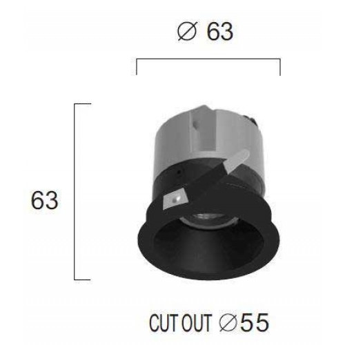 Χωνευτό Σποτ Μαύρο 5W 3000K 38° Alea - VIOKEF