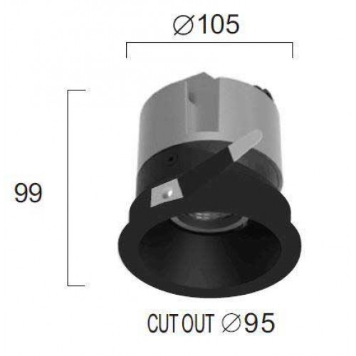 Χωνευτό Σποτ Μαύρο 20W 3000K 38° Alea - VIOKEF