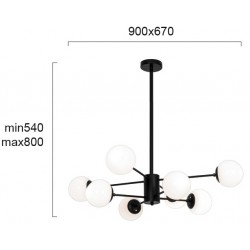 Κρεμαστό Φωτιστικό Πολύφωτο Μαύρο 8x G9 42W max ANOUK - Viokef